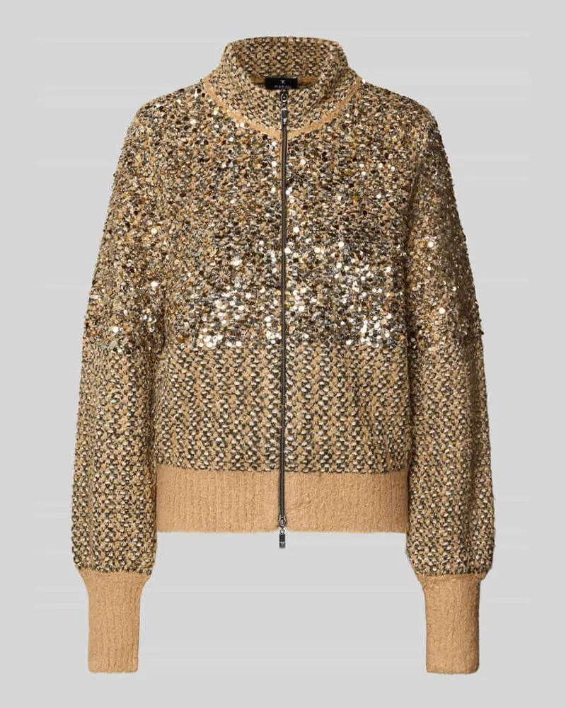monari Strickjacke mit Reißverschluss Hellbraun