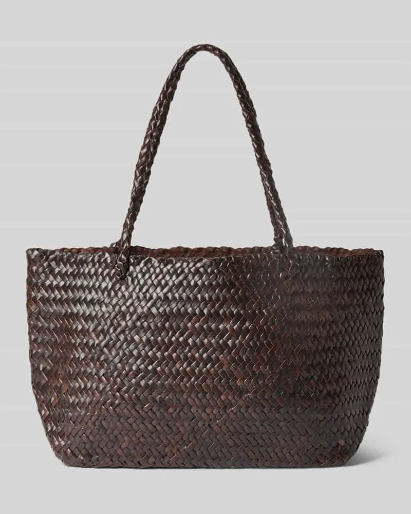 Mango Shopper aus Ziegenleder in Flecht-Optik Modell 'Bamba Dunkelbraun