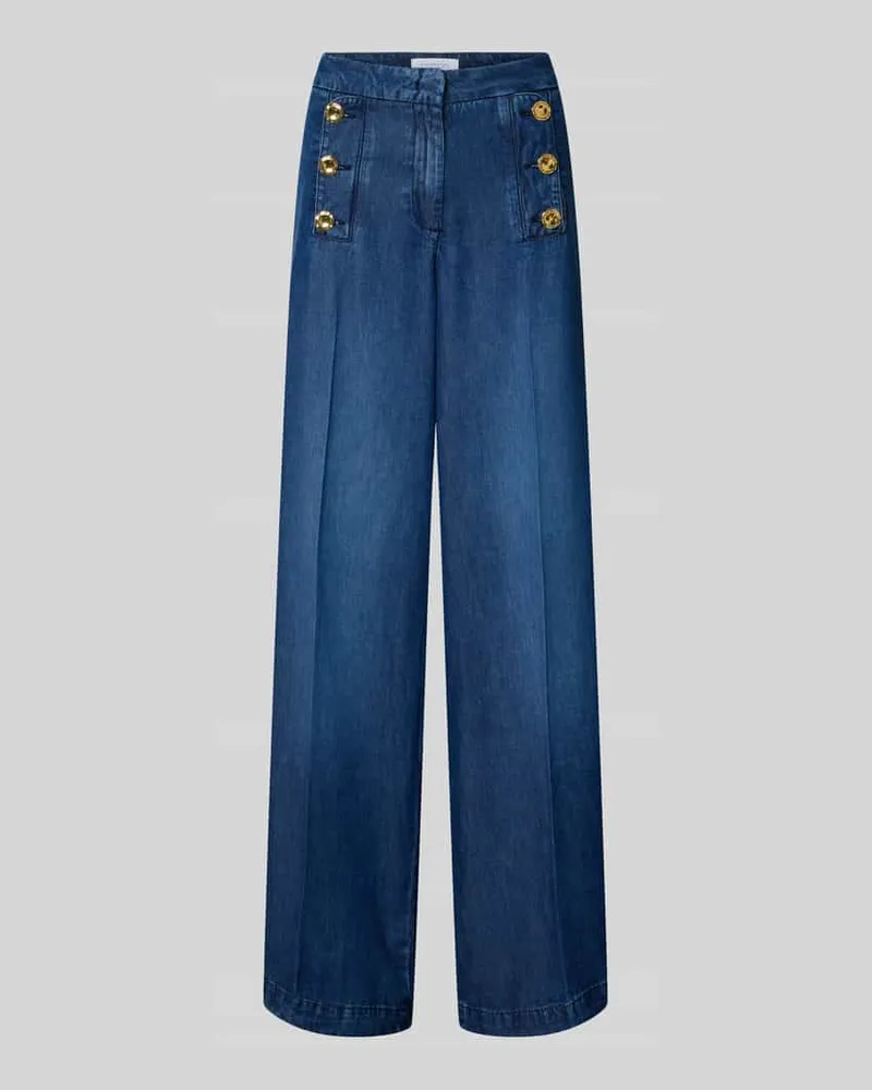 Rich&Royal Wide Leg Jeans mit Zierknöpfen und französischen Eingrifftaschen Dunkelblau