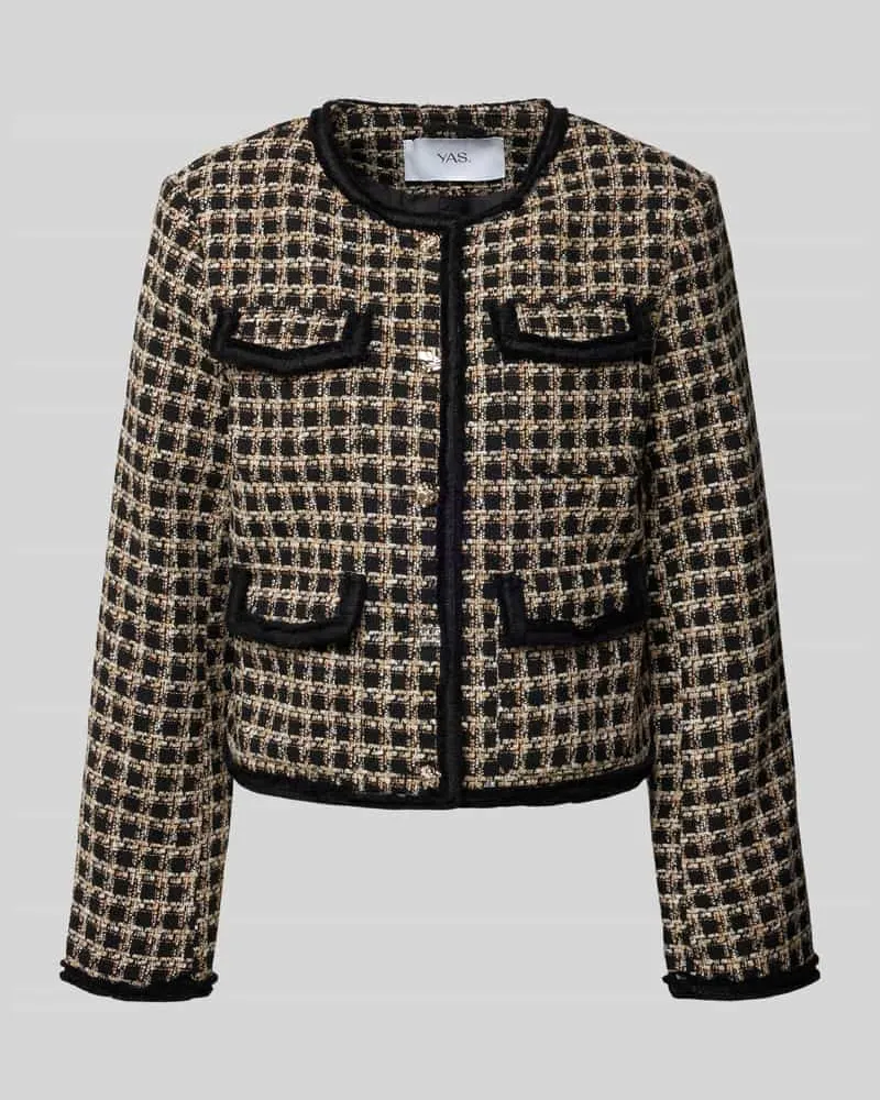 Y.A.S Slim Fit Jacke in Bouclé-Optik Modell 'VISMO Black