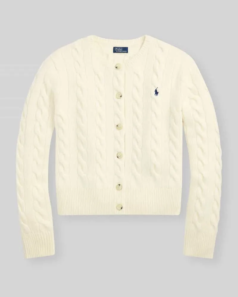Ralph Lauren Regular Fit Strickjacke aus Wolle mit Kaschmir-Anteil Offwhite