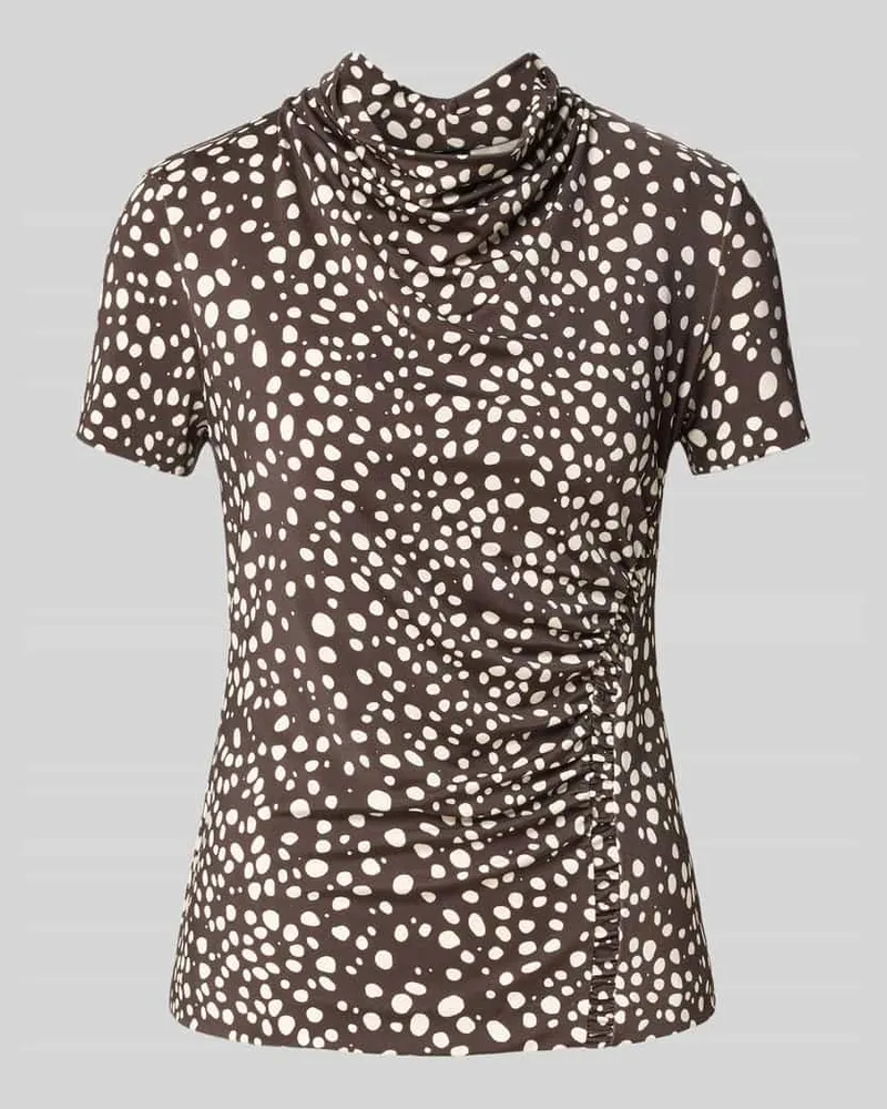 HUGO BOSS Slim Fit Kurzarmbluse aus Viskose-Mix Modell 'Endrey Dunkelbraun