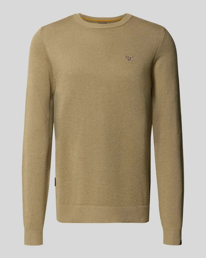 PME Legend Strickpullover mit Rundhalsausschnitt und Label-Stitching Beige