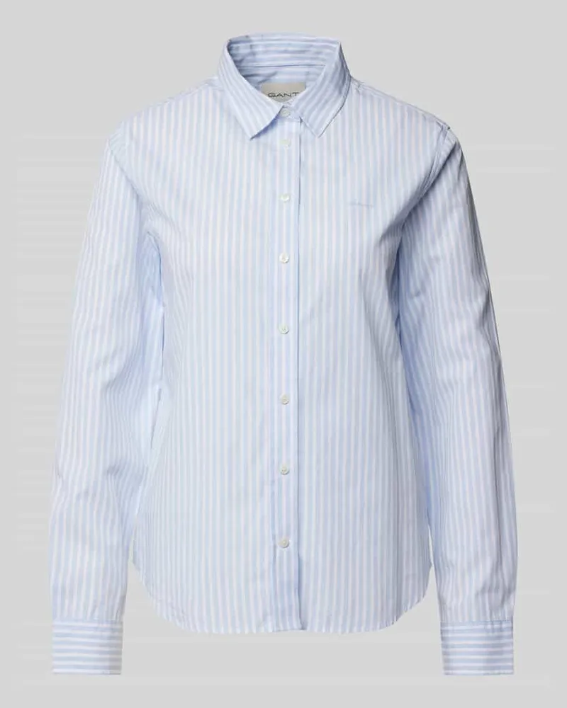 Gant Hemdbluse aus Baumwolle mit Streifenmuster Hellblau