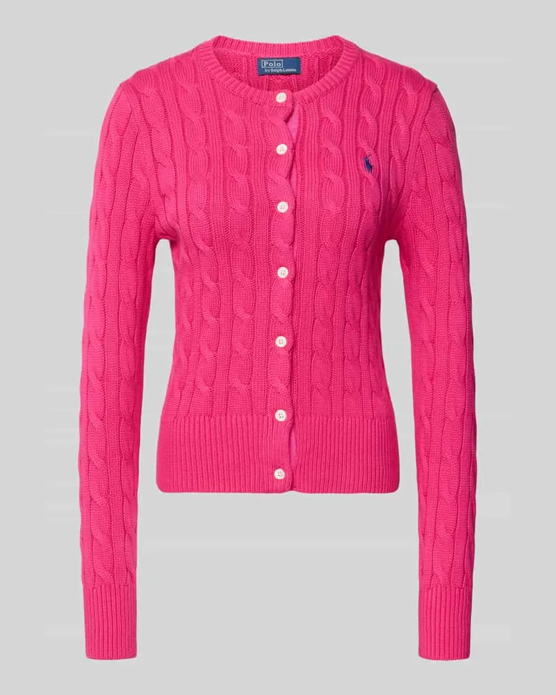 Ralph Lauren Slim Fit Strickjacke mit Logo-Stitching Pink
