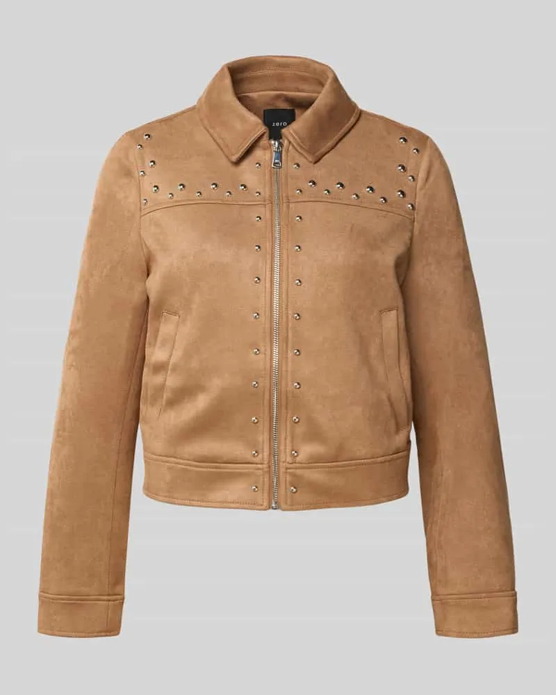 ZERO Jacke in Leder-Optik mit Nietenbesatz Hellbraun