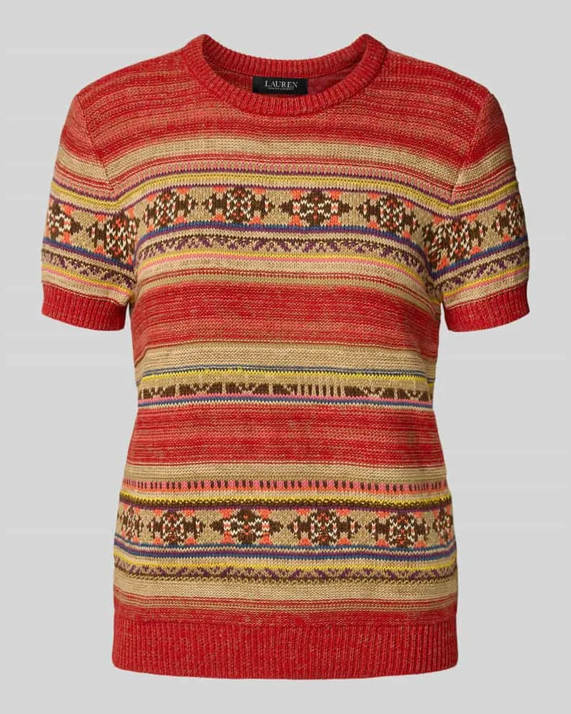 Ralph Lauren Regular Fit Strickpullover aus Baumwoll-Leinen-Mix Rot