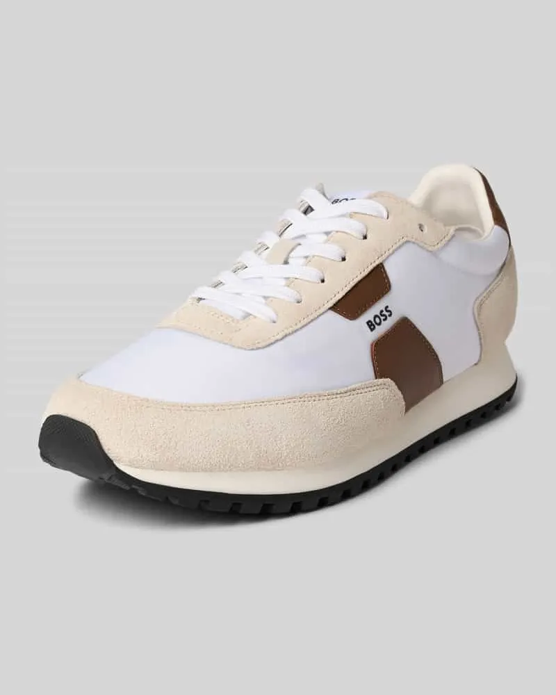 HUGO BOSS Low Top Sneaker mit Lederdetails Weiss