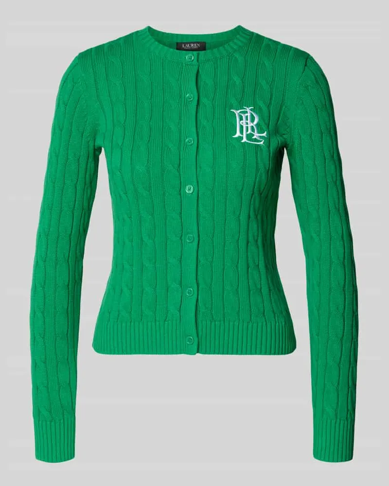Ralph Lauren Strickjacke mit Zopfmuster und Label-Stitching Modell 'RALHAN Gruen