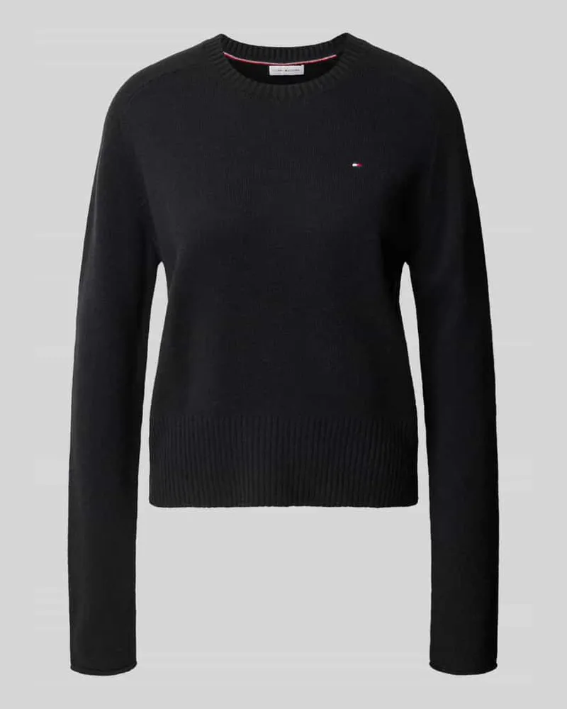 Tommy Hilfiger Slim Fit Pullover aus reiner Wolle Black