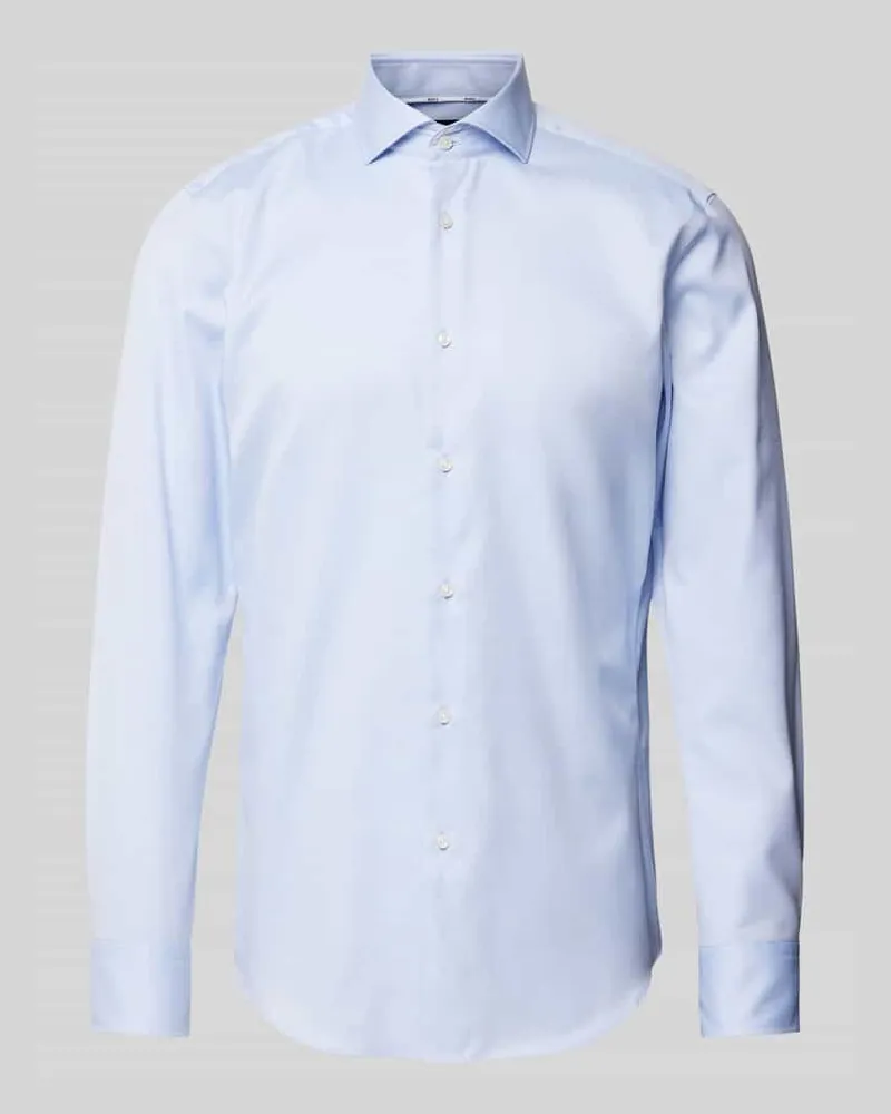 HUGO BOSS Slim Fit Businesshemd aus Feintwill Bleu