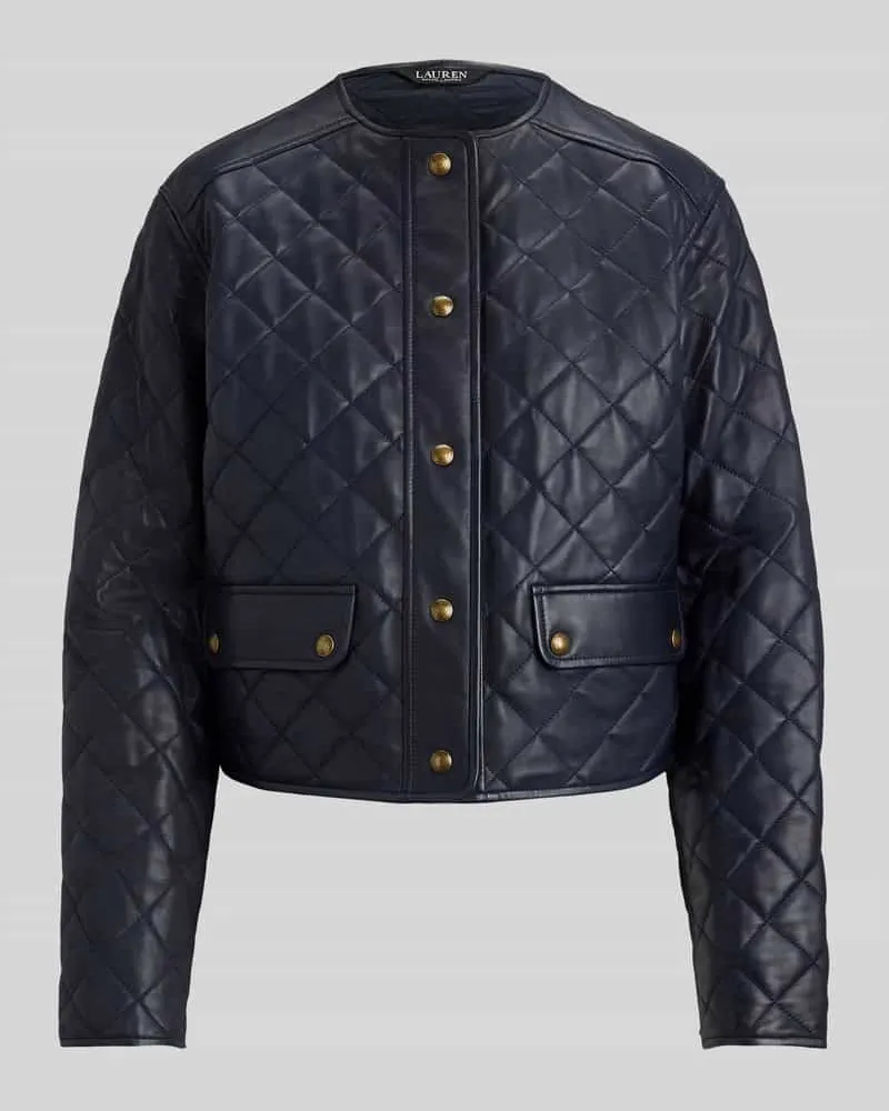 Ralph Lauren Cropped Lederjacke aus reinem Lammleder Marine