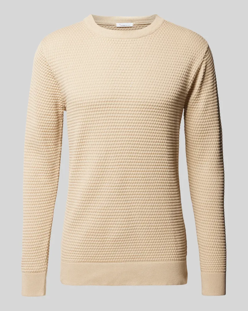 Knowledge Cotton Apparel Strickpullover mit Strukturmuster Modell 'VAGN Sand