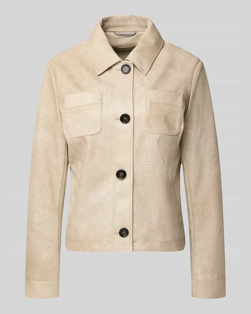 AMBER & JUNE Regular Fit Jacke in Leder-Optik Beige