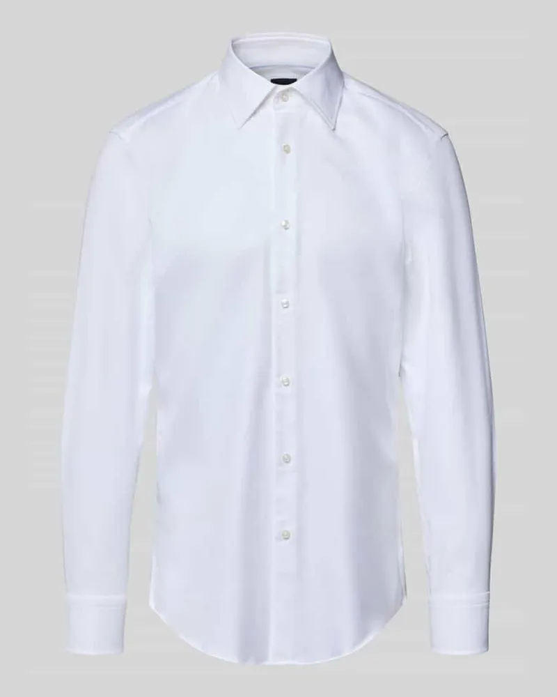 HUGO BOSS Slim Fit Businesshemd aus reiner Baumwolle Modell 'H-HANK-K Weiss