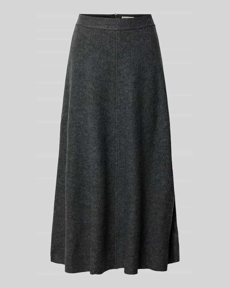 Marc O'Polo Ausgestellter Midi-Rock aus Viskose-Woll-Mix Dunkelgrau