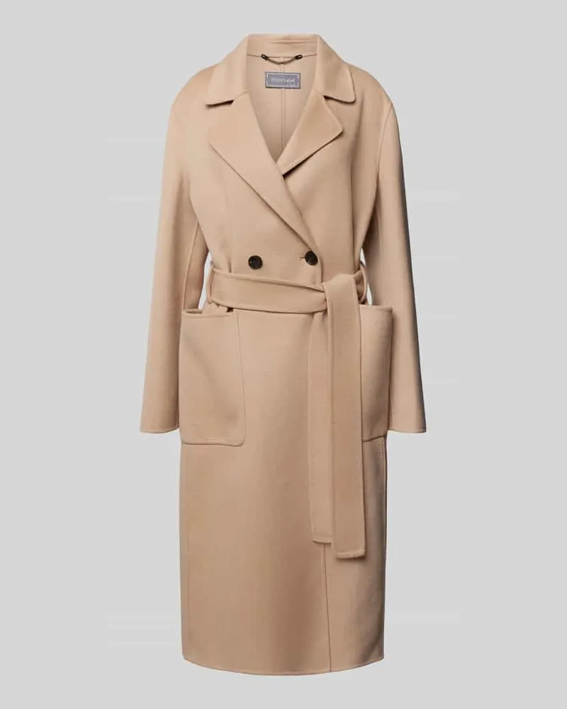 White Label Schurwollmantel mit Bindegürtel Camel