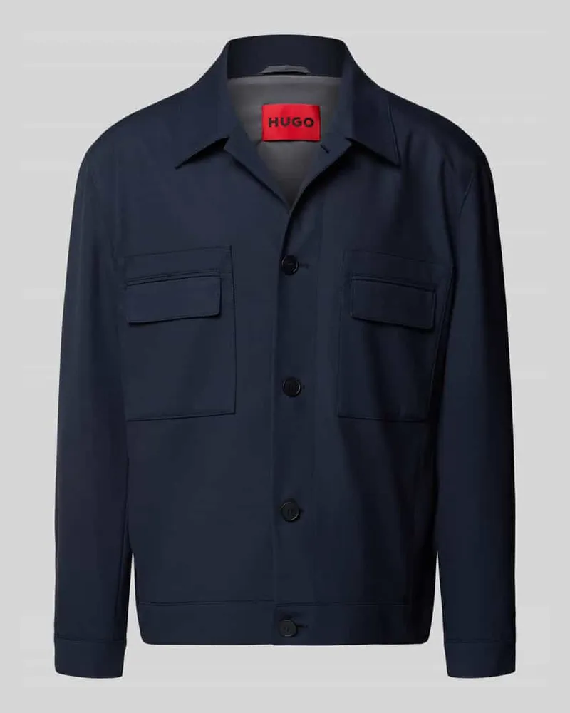 HUGO BOSS Regular Fit Hemdjacke mit Viskose-Anteil Modell 'JULIANO Marine