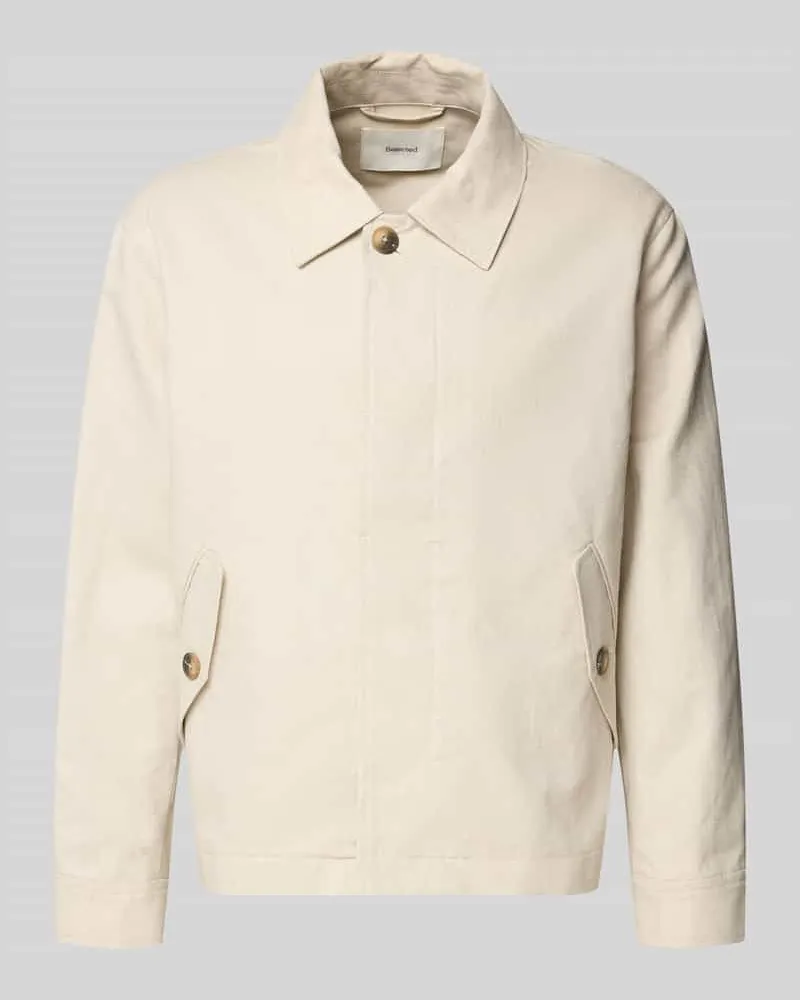 Selected Homme Regular Fit Hemdjacke aus Leinen-Baumwoll-Mix Modell 'LEWIS Offwhite