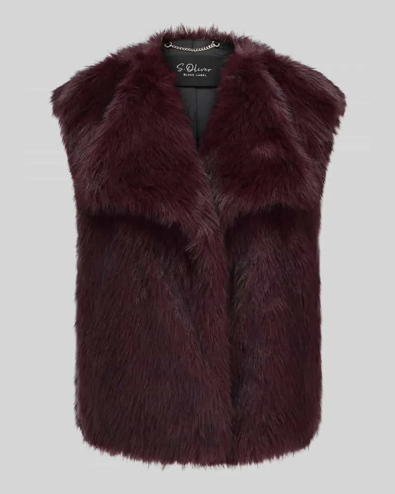 S.Oliver Webpelzjacke mit breitem Reverskragen Bordeaux