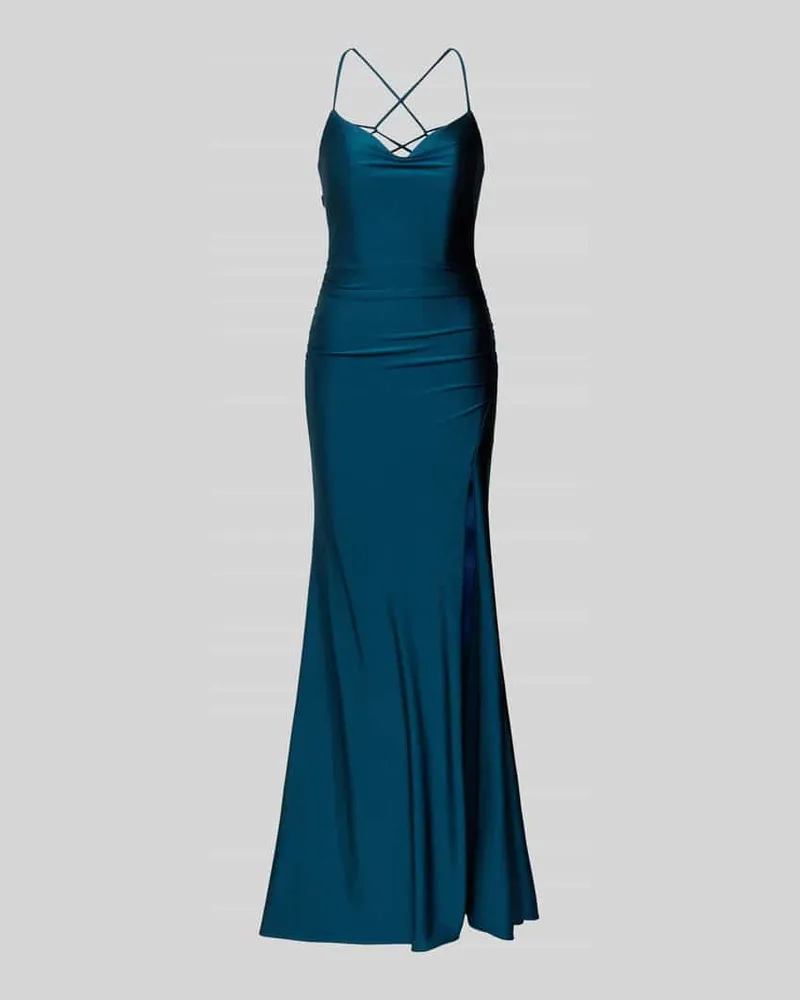 Mascara Abendkleid mit Wasserfall-Ausschnitt Petrol