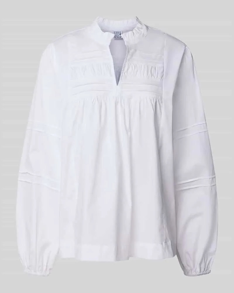 Emily van den Bergh Regular Fit Bluse mit Tunikakragen Weiss