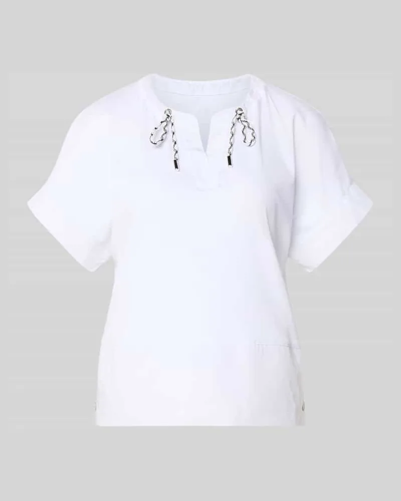 Marc Cain T-Shirt mit Tunikakragen und Kordelzug Weiss