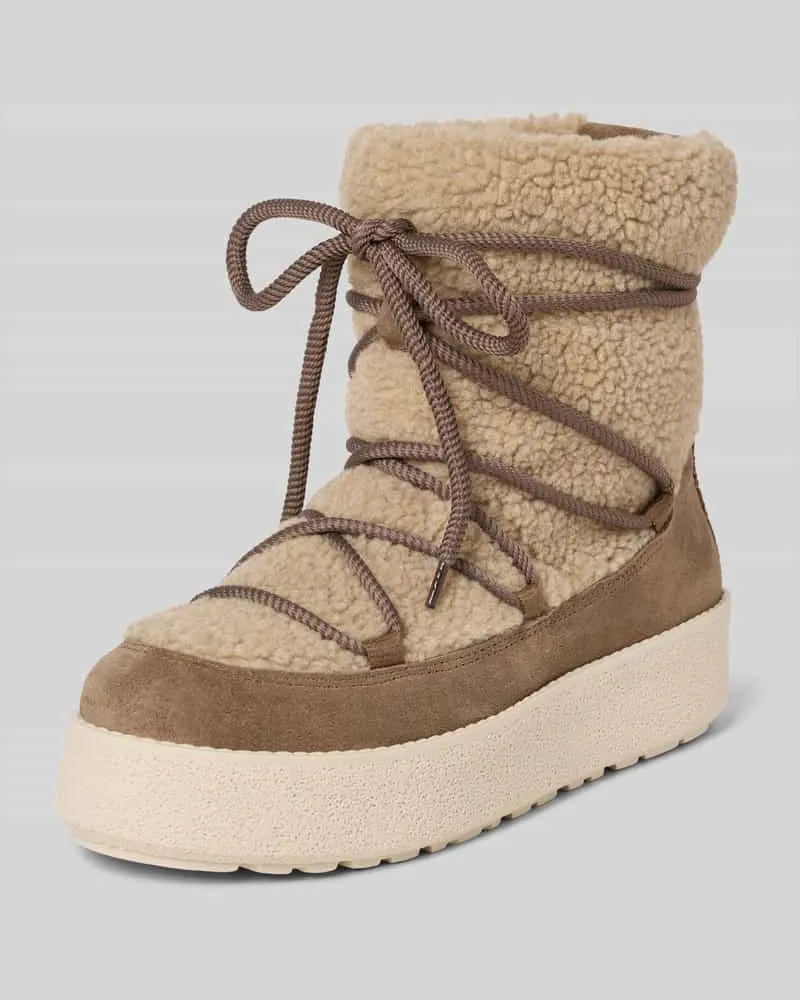 Marc O'Polo Teddyfell-Stiefel mit Schnürung Modell 'PIA Taupe