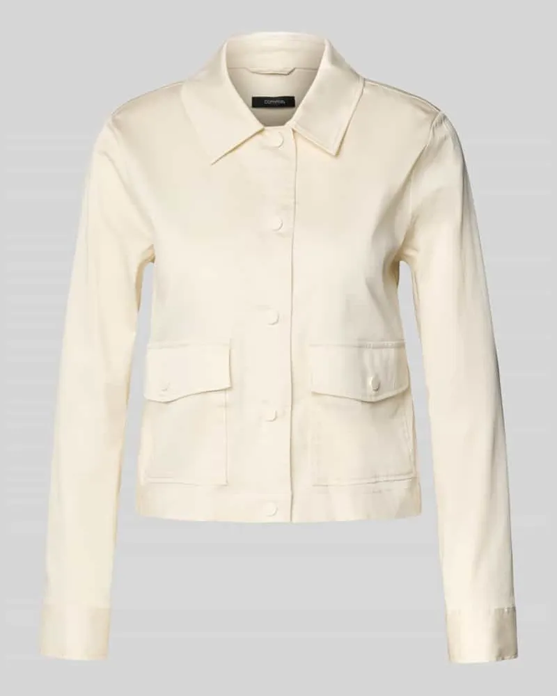 COMMA Regular Fit Blazer aus Baumwoll-Mix mit Pattentaschen Beige