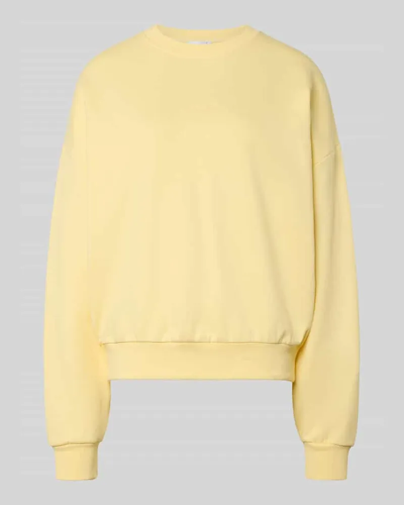 OH APRIL Regular Fit Sweatshirt mit Logo-Stitching Modell 'Coffee Pastellgelb