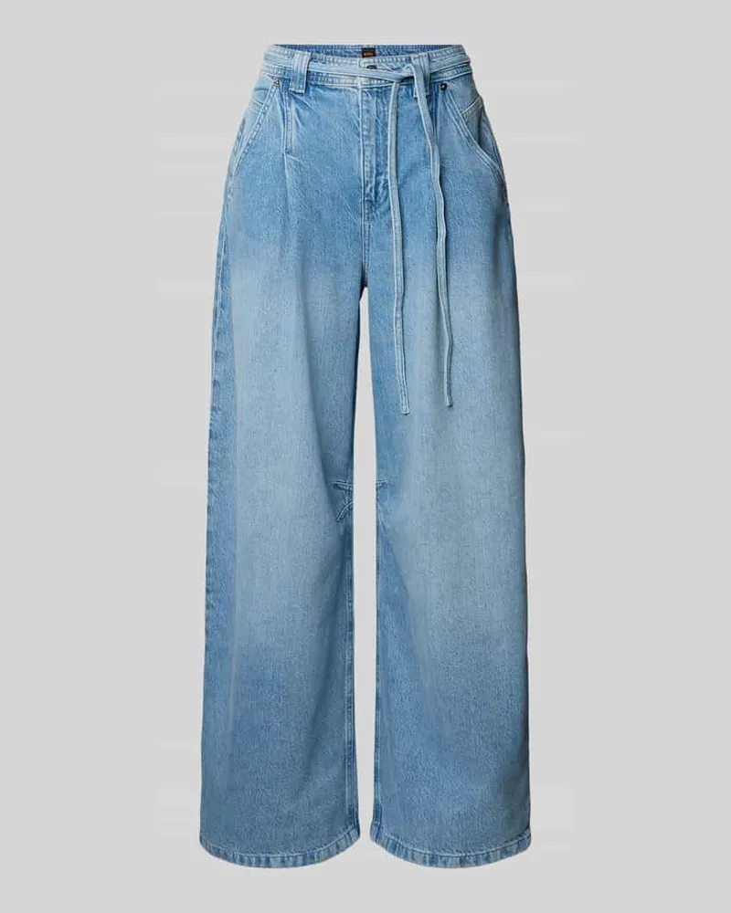 HUGO BOSS Baggy Fit Jeans mit Bindegürtel Hellblau