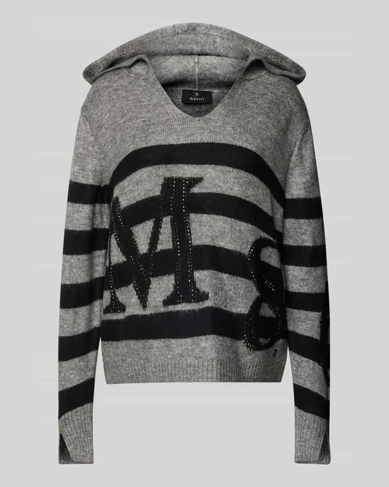 monari Loose Fit Strickpullover mit Kapuze Dunkelgrau