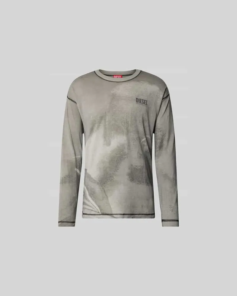 Diesel Regular Fit Longsleeve aus Hanf-Mix Dunkelgrau