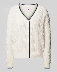 Tommy Hilfiger Strickcardigan mit Zopfmuster Modell 'BUBBLE CABLE FLAG Offwhite