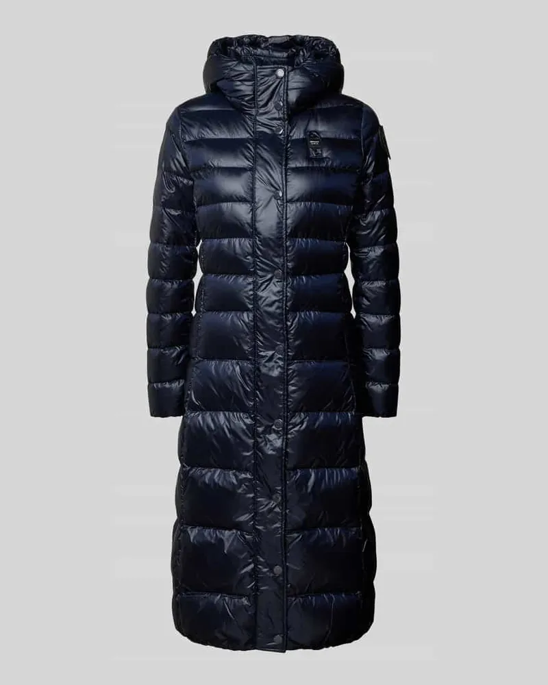 Blauer Steppmantel mit Kapuze Marine
