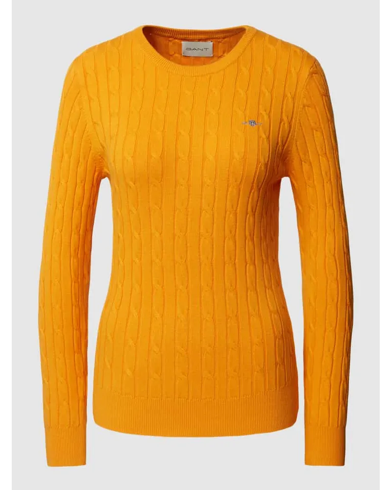 Gant Strickpullover mit Zopfmuster Apricot