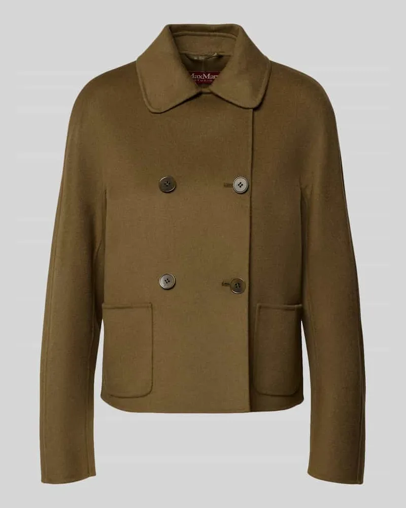 Max Mara Boxy Fit Wolljacke mit Seide- und Kaschmir-Anteil Modell 'MSTEDEN Khaki
