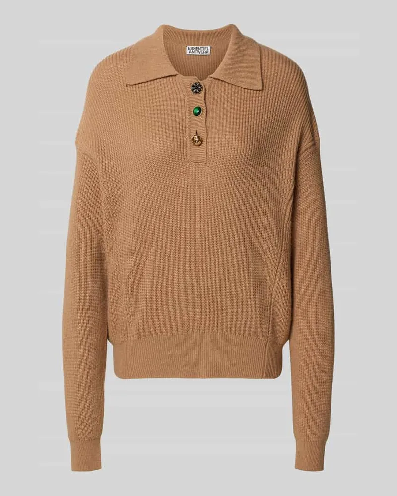Essentiel Loose Fit Strickpullover aus Woll-Mix Modell 'IMETAL Beige