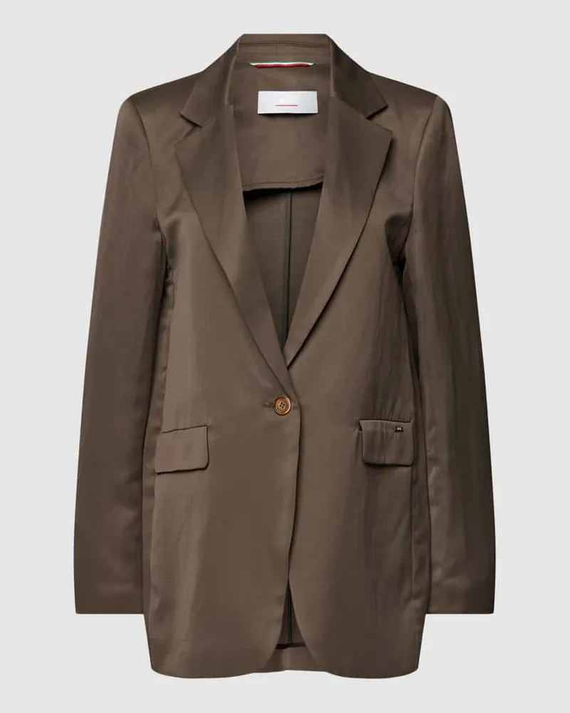 cinque Blazer aus Viskose-Leinen-Mix mit Knopfverschluss Modell 'LECCO Mittelbraun