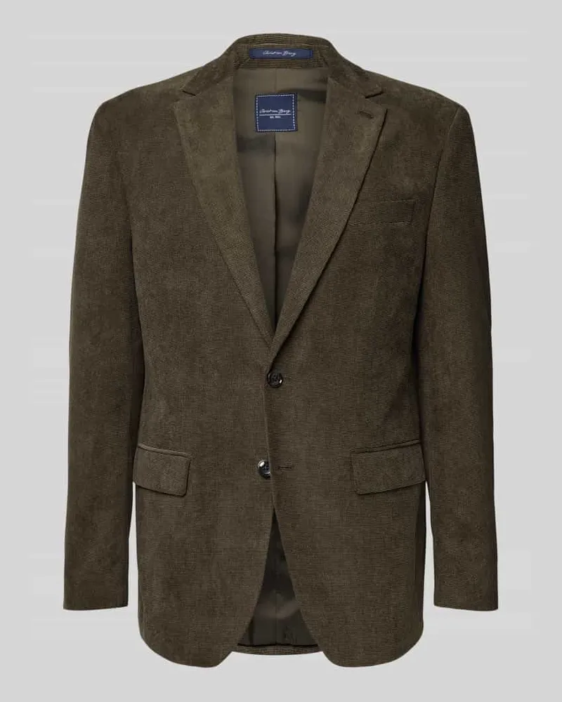 Christian Berg Slim Fit Sakko mit Reverskragen Dunkelgruen