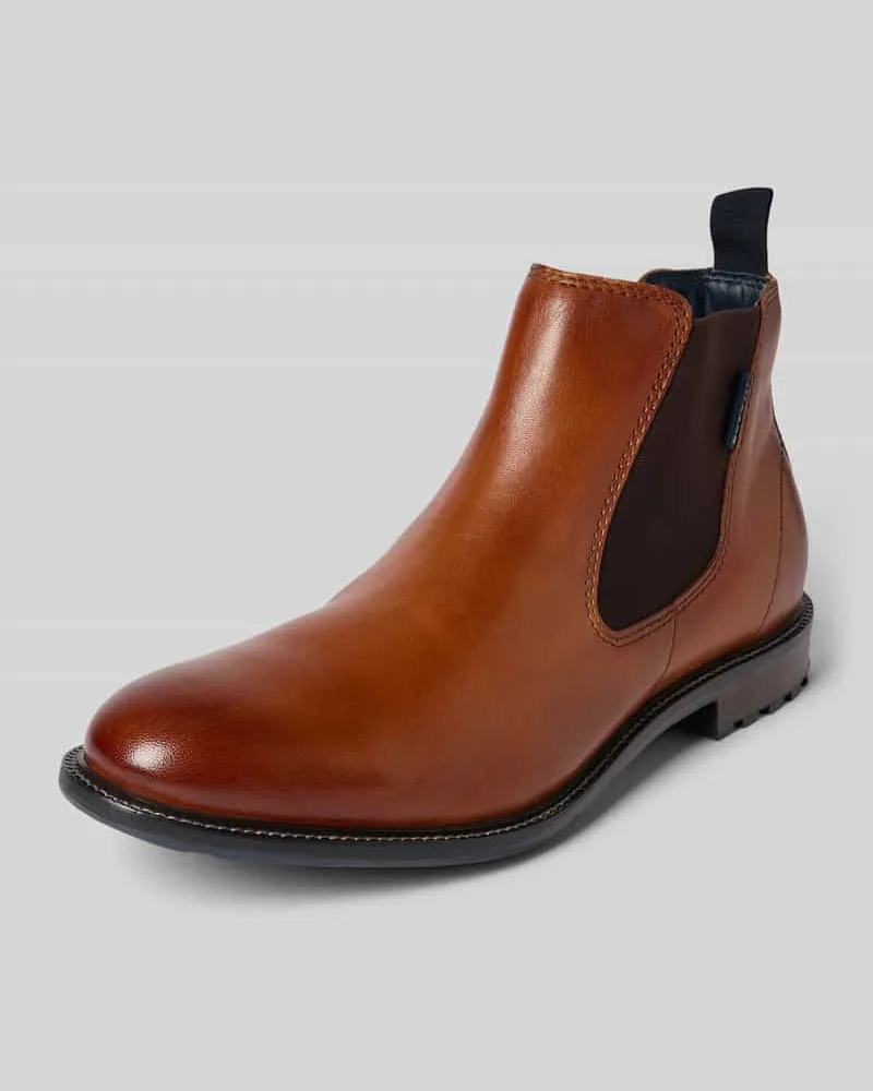 Bugatti Boots aus Leder mit elastischen Einsätzen Modell 'Bonifacio Cognac