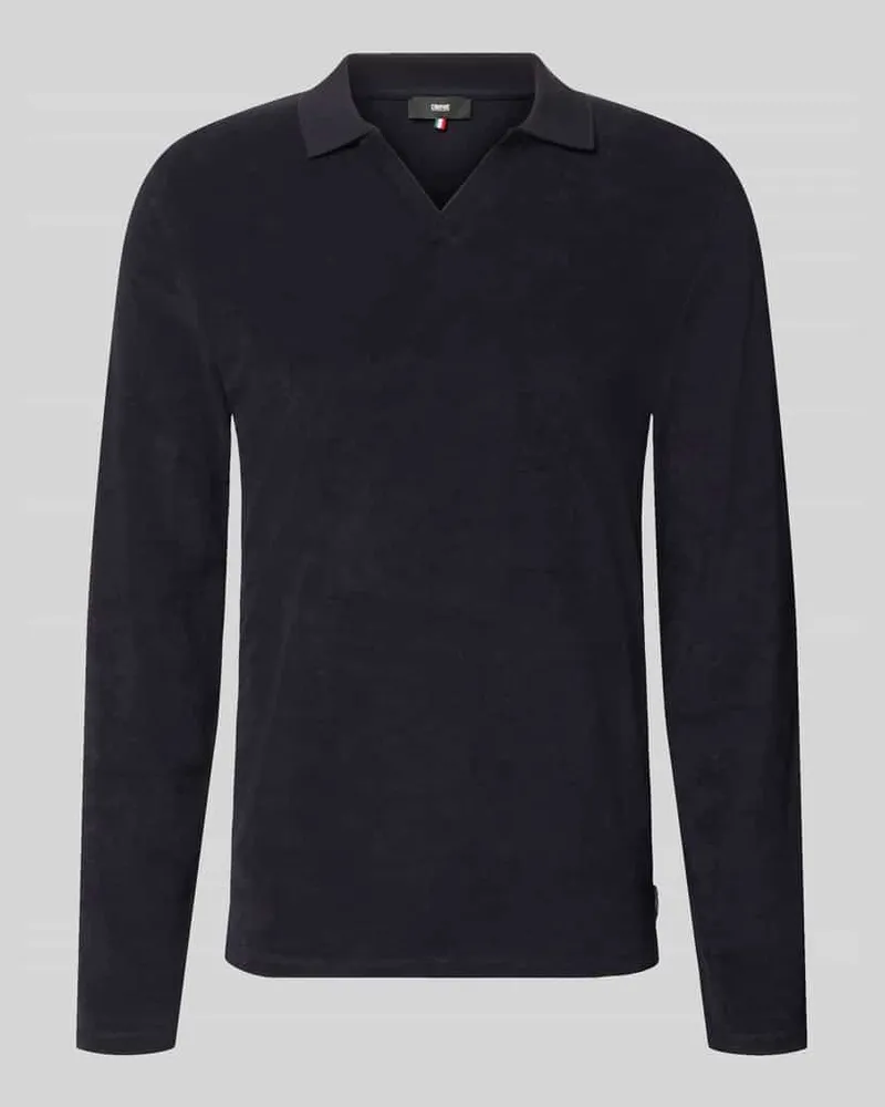 cinque Longsleeve mit Polokragen und V-Ausschnitt Modell 'BOLL Marine
