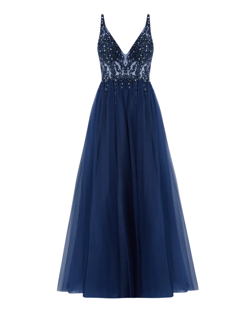 Mascara Abendkleid mit Strasssteinen Dunkelblau