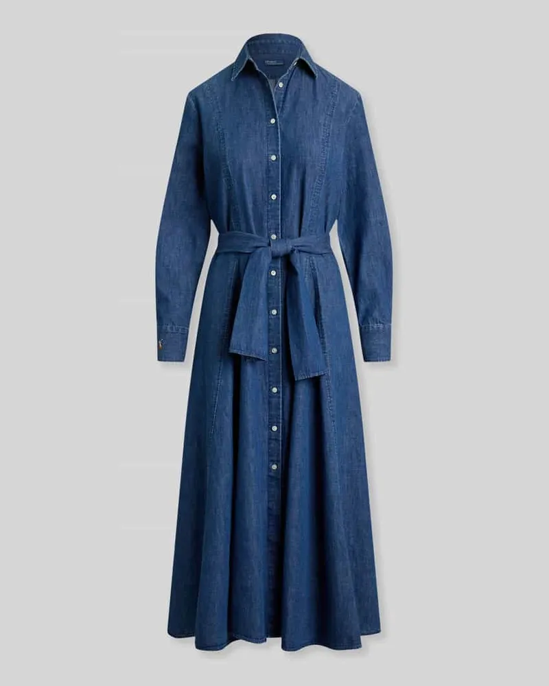 Ralph Lauren Tailliertes Freizeitkleid in Denim-Optik Jeansblau