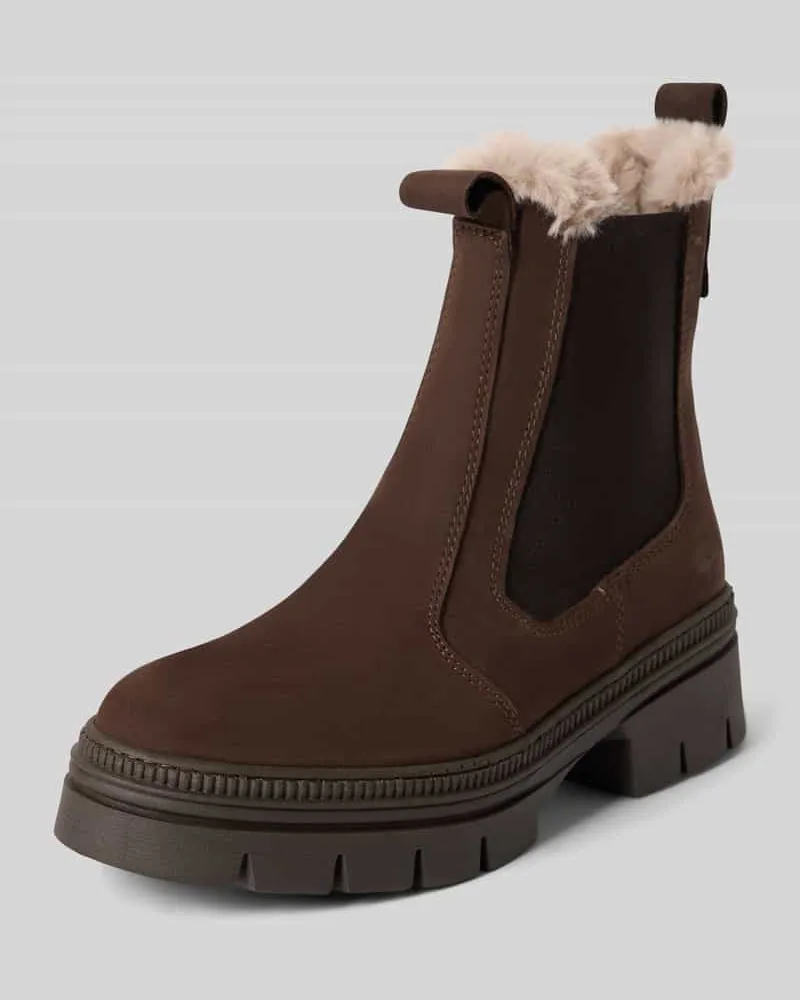 Tamaris Chelsea Boots mit Lammfellfutter aus Rindsvelours Dunkelbraun