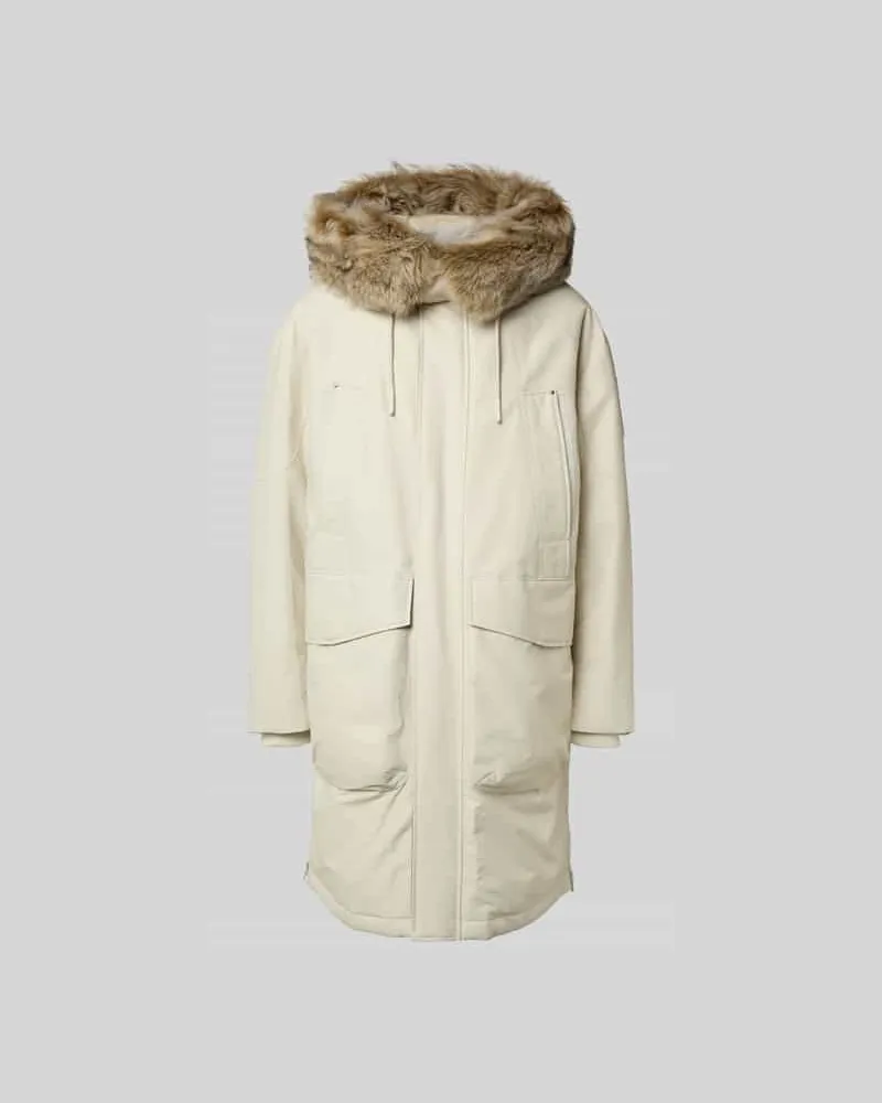 Moose Knuckles Daunenmantel mit Pattentaschen Offwhite