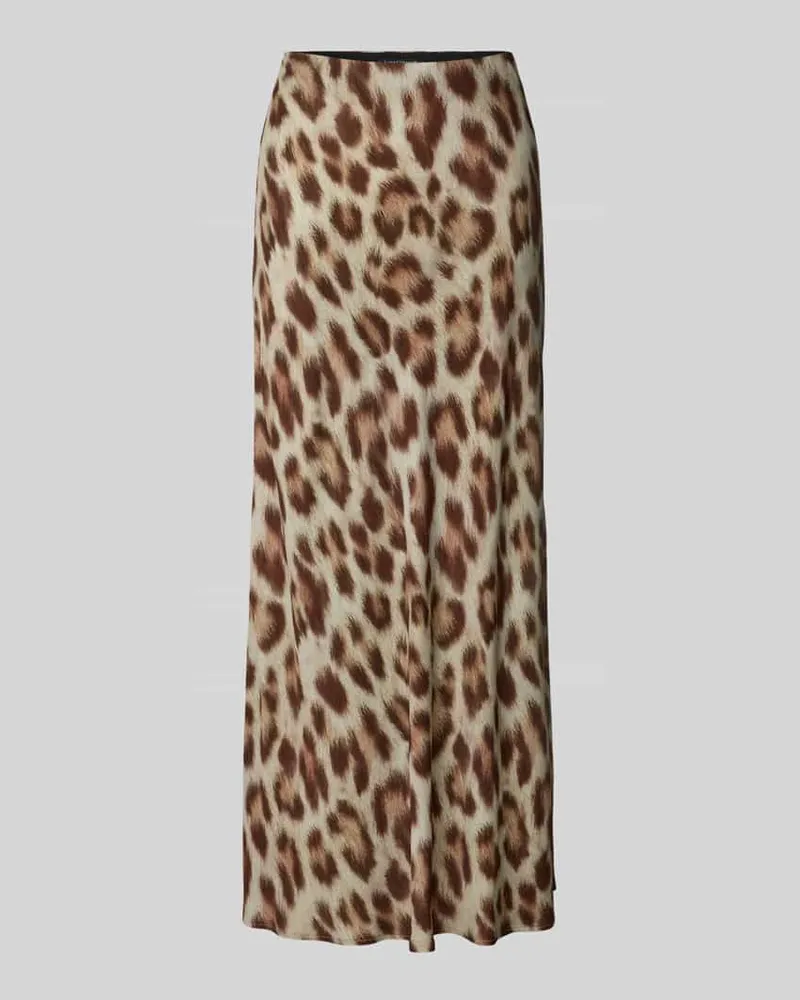 Luisa Cerano Maxirock aus Viskose mit Animal-Print Camel