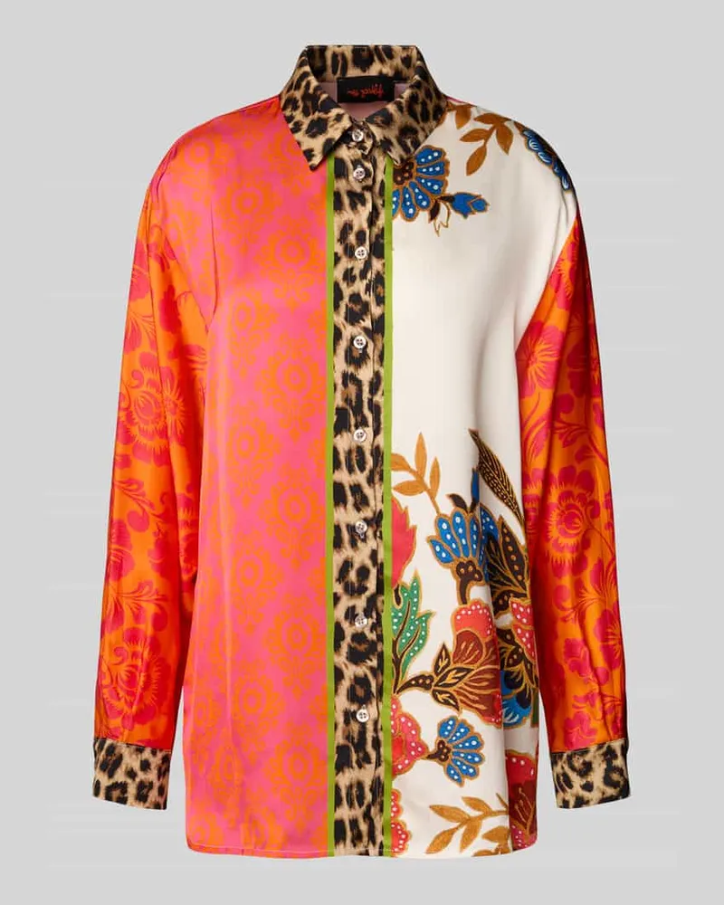 Miss Goodlife Relaxed Fit Bluse aus Viskose im Allover-Look Orange