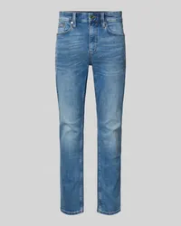 S.Oliver Slim Fit Jeans mit Kontrastnähten Modell 'NELIO Blau