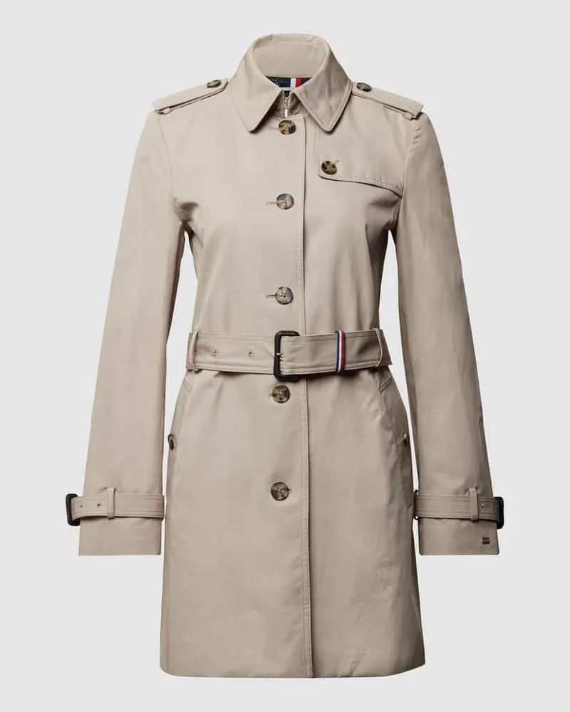 Tommy Hilfiger Trenchcoat mit Gürtel und Schulterriegeln Beige